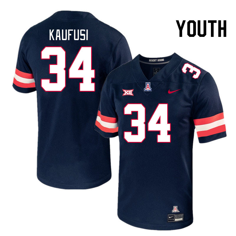 Youth #34 Ammon Kaufusi Arizona Wildcats Big 12 Conference College Football Jerseys Stitched-Navy